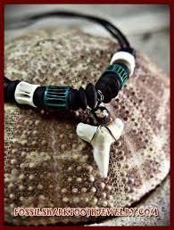 Dark Green Bone Beads White Shark Tooth Necklaces